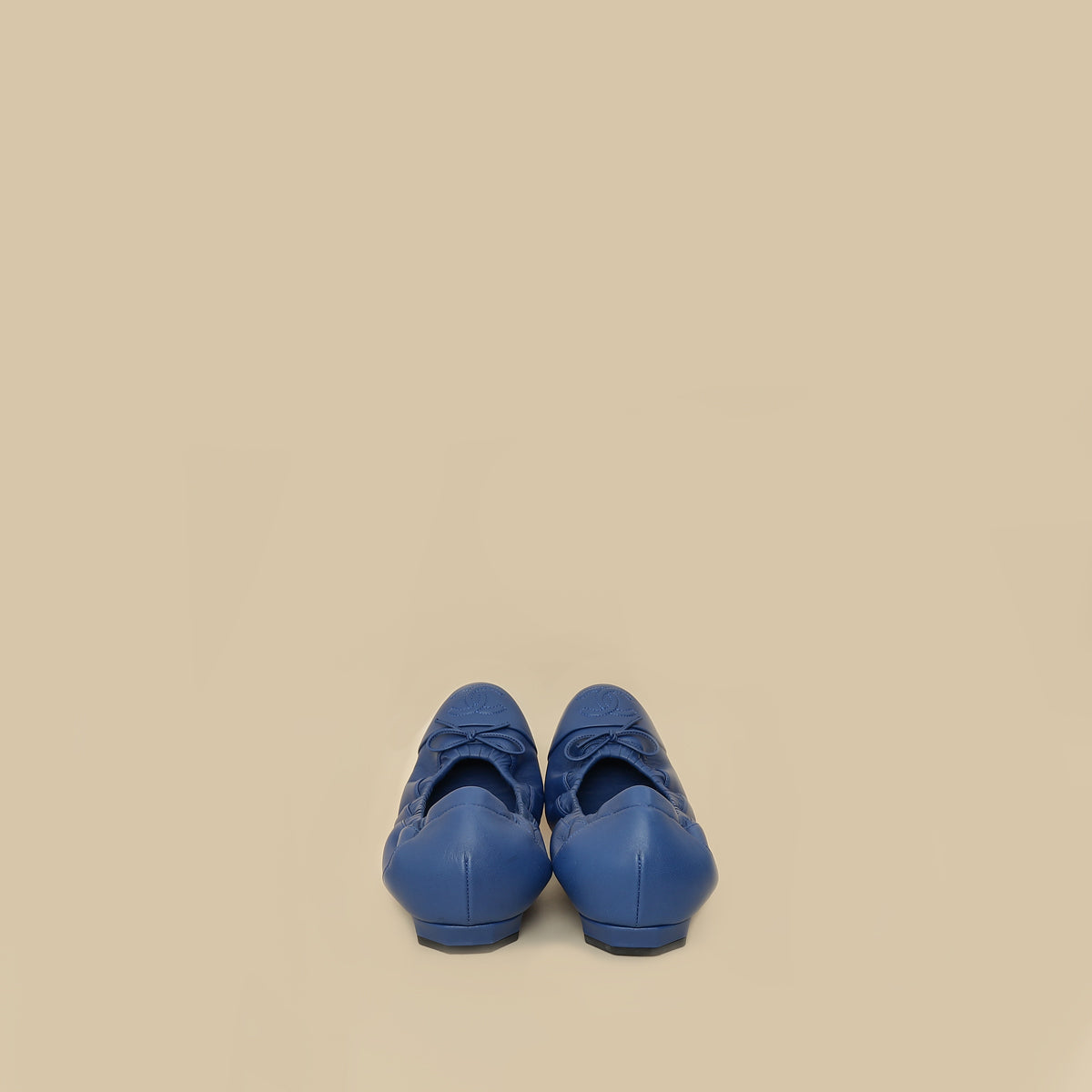 Chanel Royal Blue CC Scrunch Elastic Ballet Flats 40.5