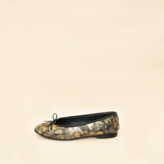 Chanel Bicolor CC Cap Toe Ballerina Laminated Flats 40