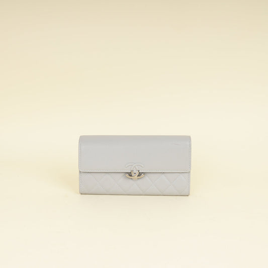 Chanel Grey CC Box Flap Wallet