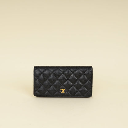 Chanel Black Classic CC Long Wallet