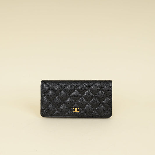 Chanel Black Classic CC Long Wallet