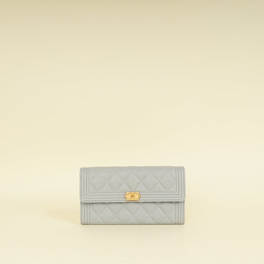 Chanel Grey Le Boy Flap Wallet