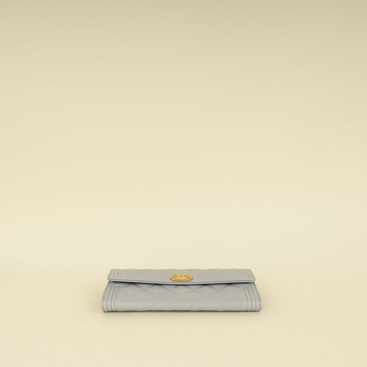 Chanel Grey Le Boy Flap Wallet