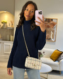 Chanel White Checked Lambskin Mini Flap Bag with Champagne Gold Hardware