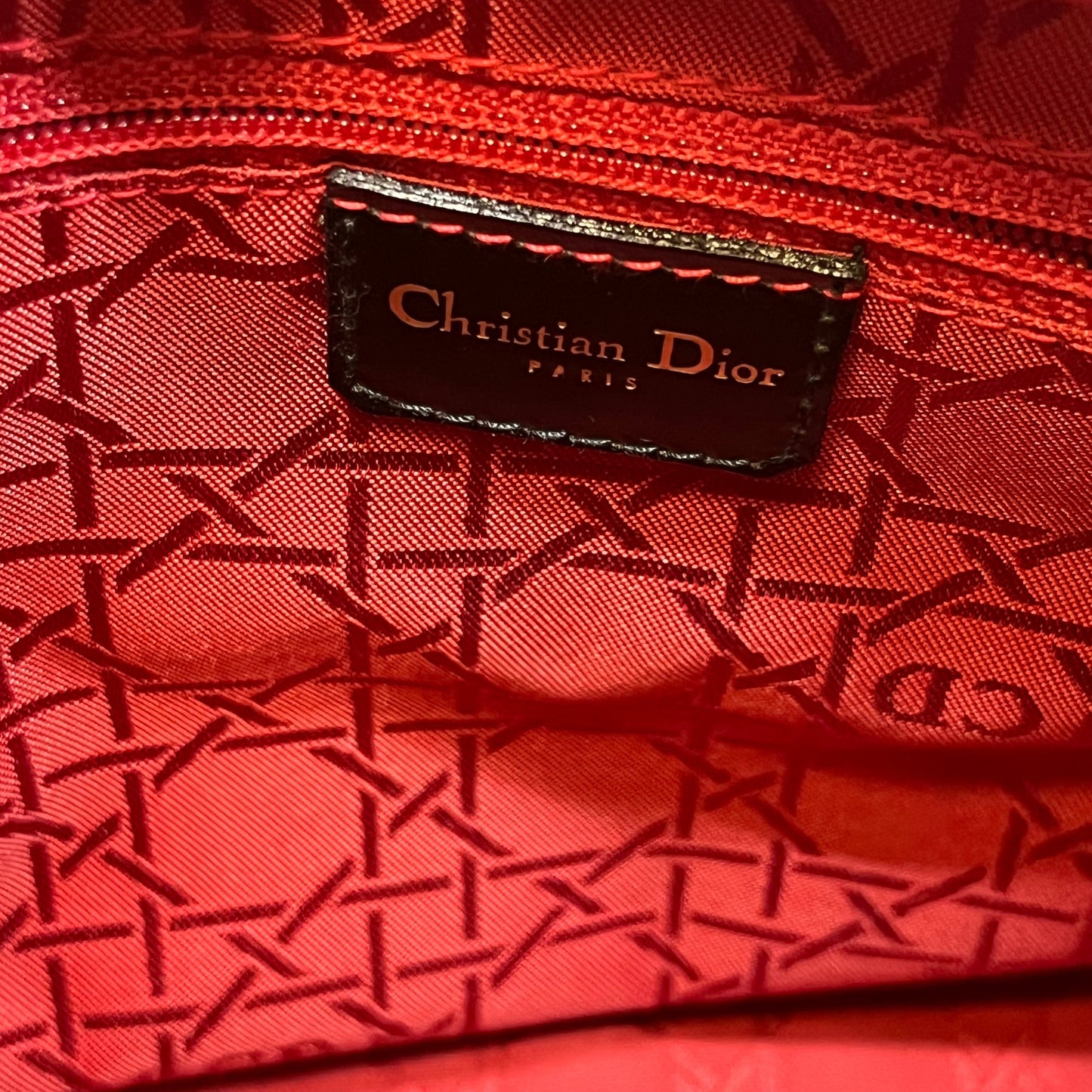 CHRISTIAN DYOR Lady DYOR Medium Patent Cannage Tote Bag