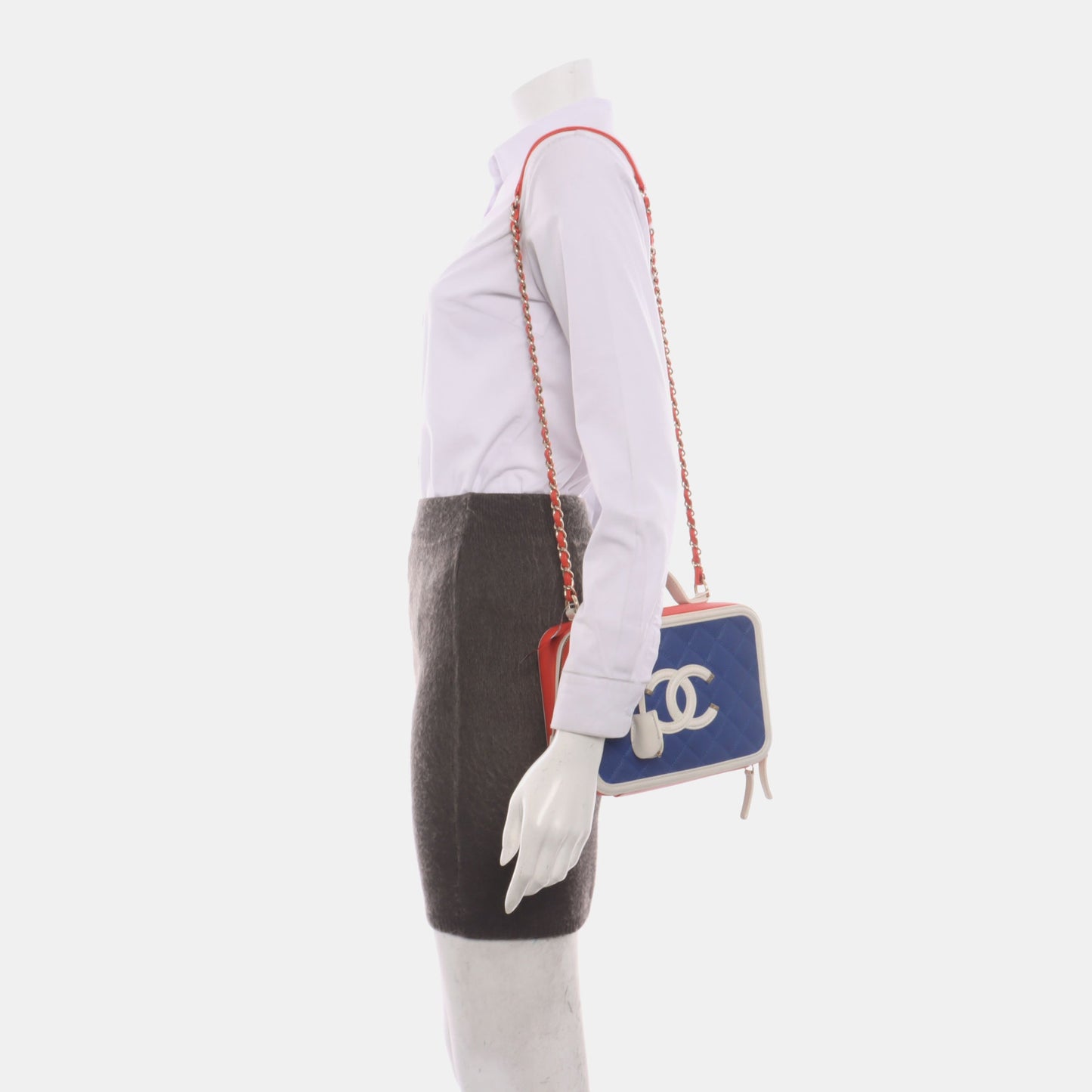Chanel Filigree Medium Vanity Case Tricolor Caviar Leather, 2018-2019