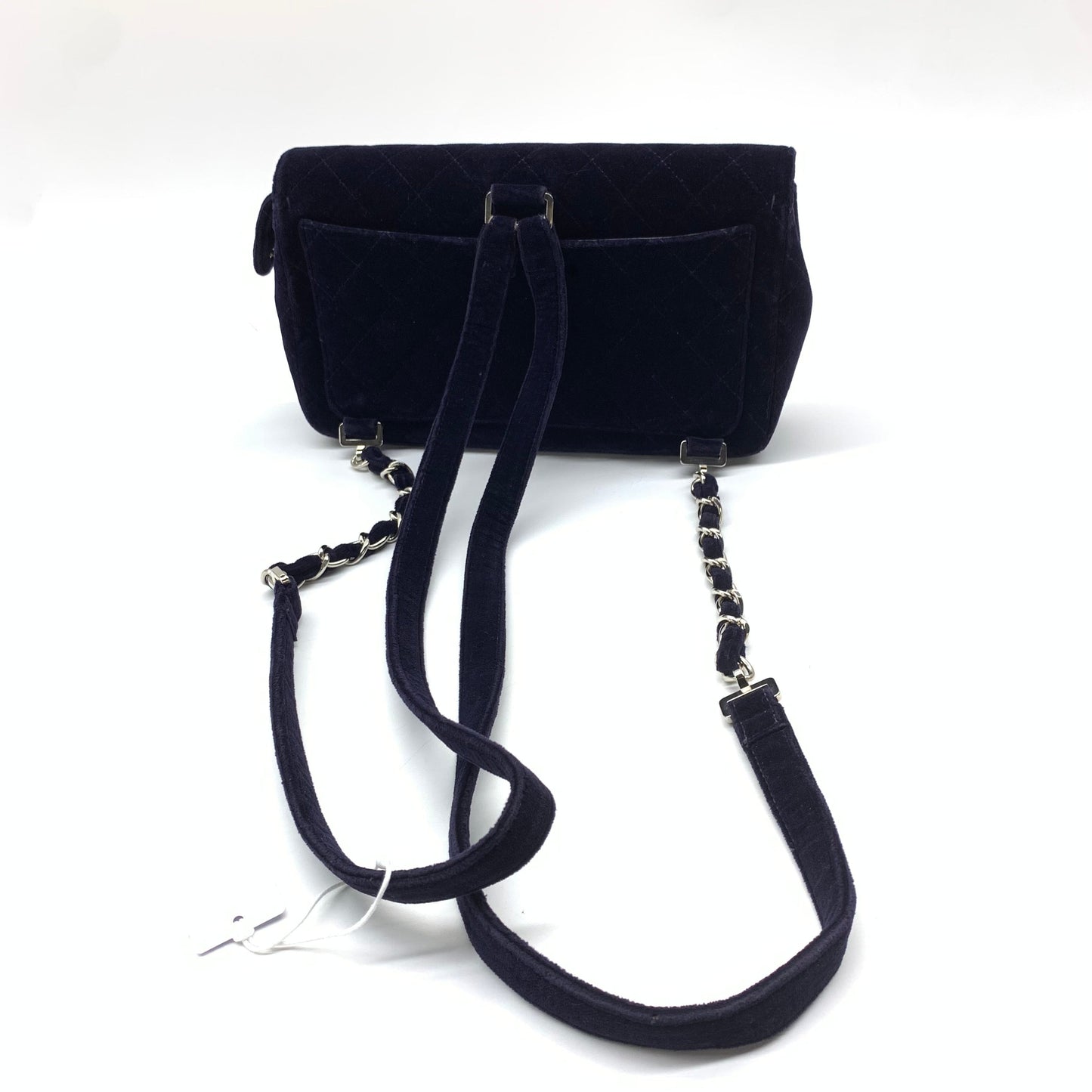 Chanel Navy Velvet Shoulder Flap Blackpack   Silver HW, 1996