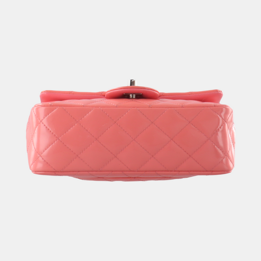 Chanel Classic Flap Mini Pink Patent Leather Silver Hardware, 2015-2016