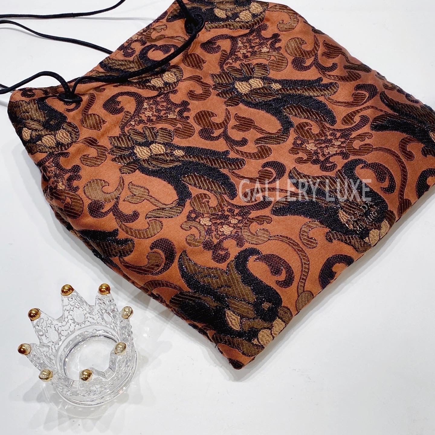 No.3385-Prada Embroidery Drawstring Bag