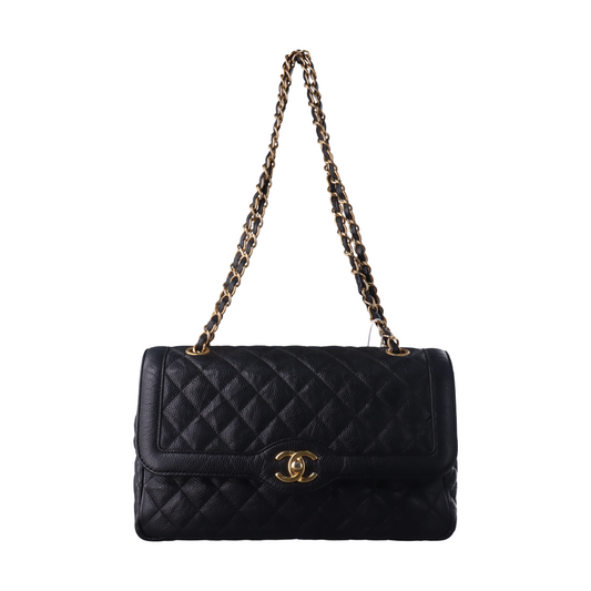 Chanel Classic Flap   Black Caviar Leather with Gold Hardware