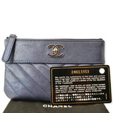 CHANEL Small   Mademoiselle Leather Cosmetic Case Blue