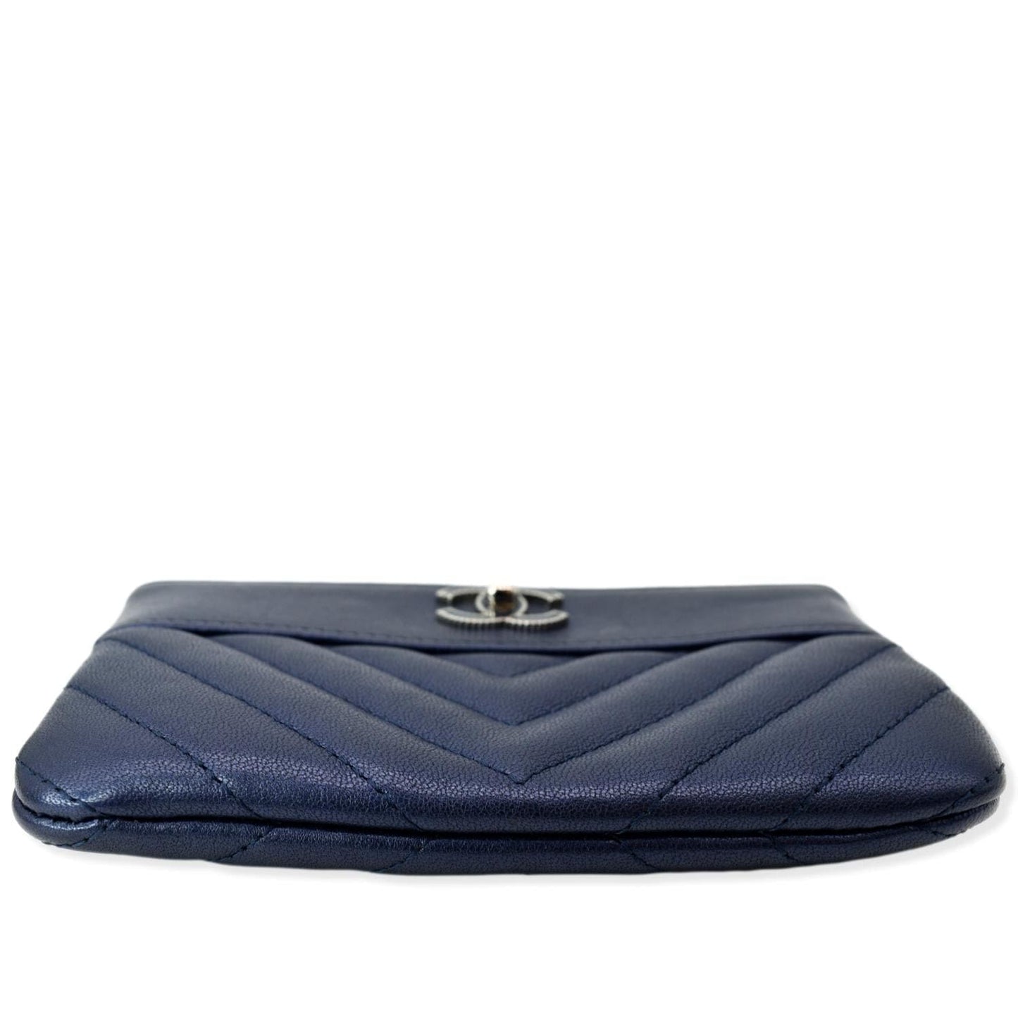 CHANEL Small   Mademoiselle Leather Cosmetic Case Blue