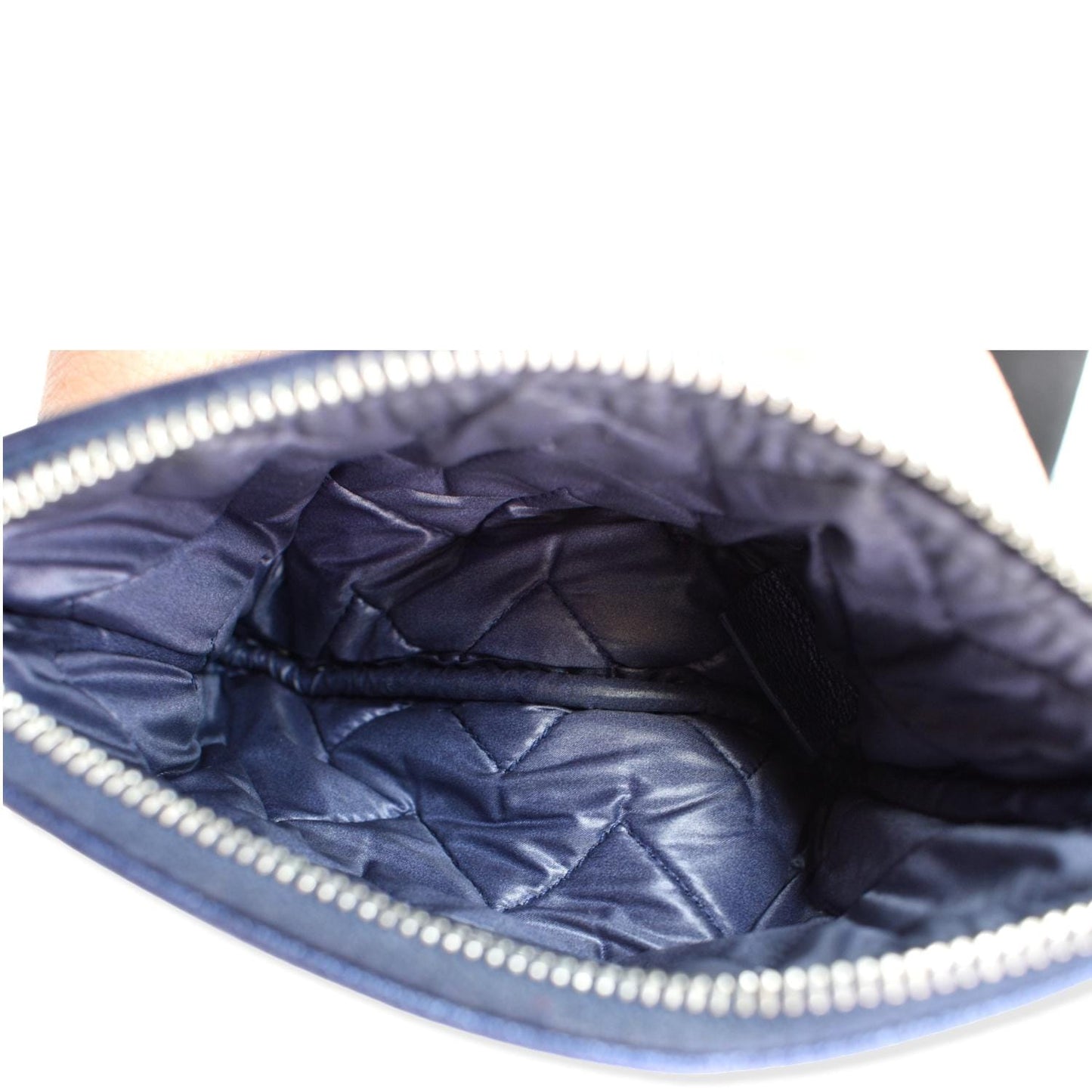 CHANEL Small   Mademoiselle Leather Cosmetic Case Blue