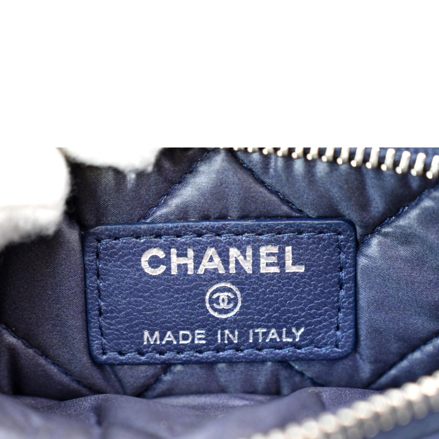 CHANEL Small   Mademoiselle Leather Cosmetic Case Blue