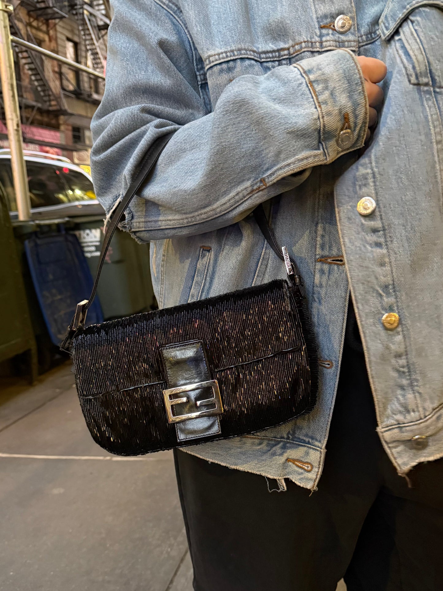 Fendi Beaded Baguette Black