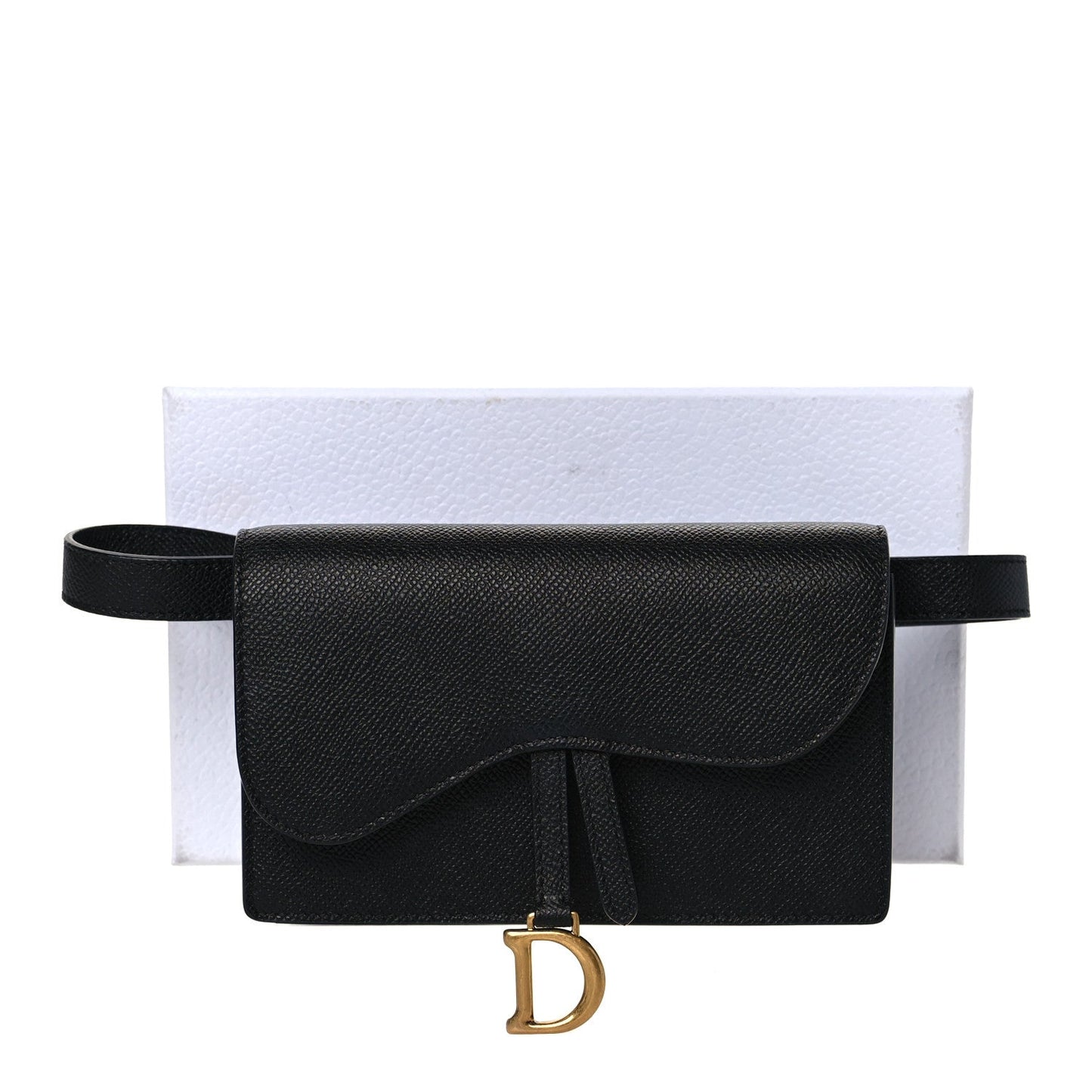 CHRISTIAN DYOR GRAINED CALFSKIN SADDLE BELT BAG