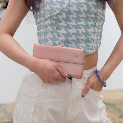 Chanel Butterfly Camellia Bifold Long Wallet Pink TWS