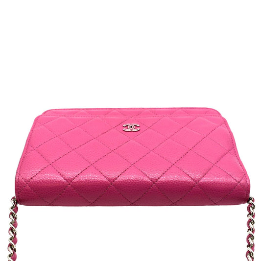 CHANEL WOC Quilted Caviar Leather Crossbody Wallet Pink