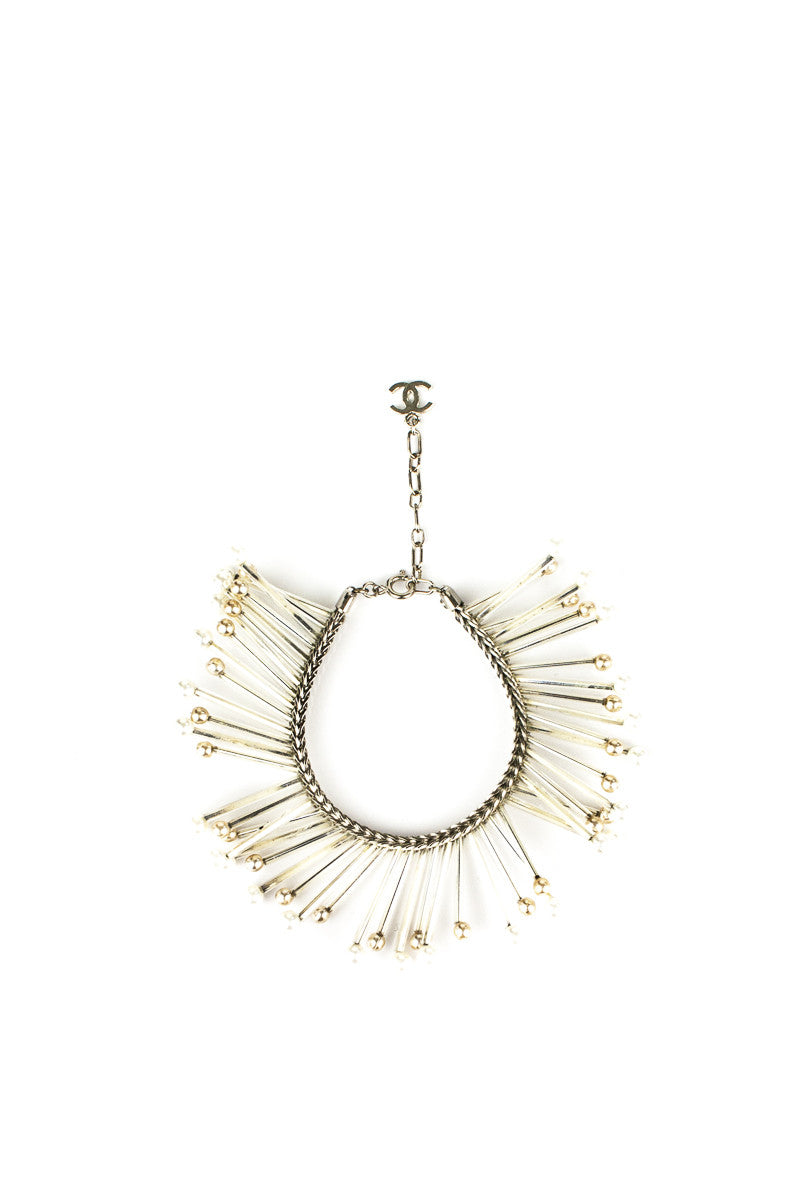 Chanel Silver & Pearl Sunray Solar Bracelet