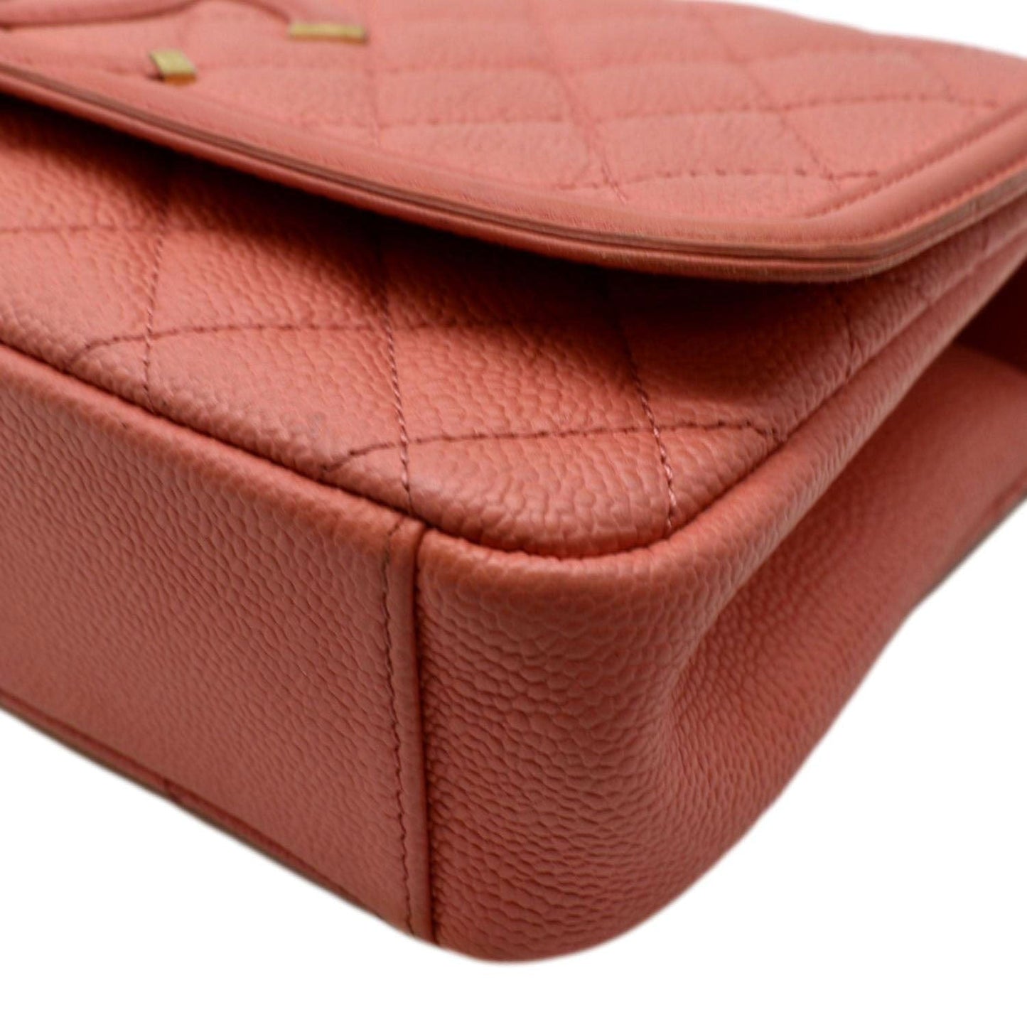 CHANEL CC Filigree Small Flap Caviar Leather Crossbody Bag Red