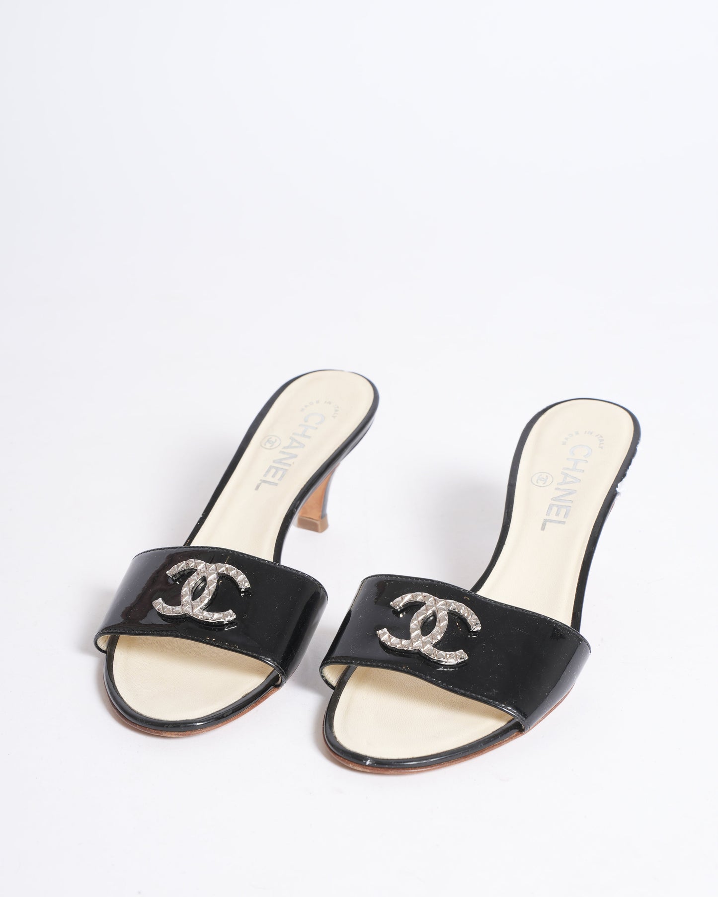 Chanel Black Leather Kitten Heels