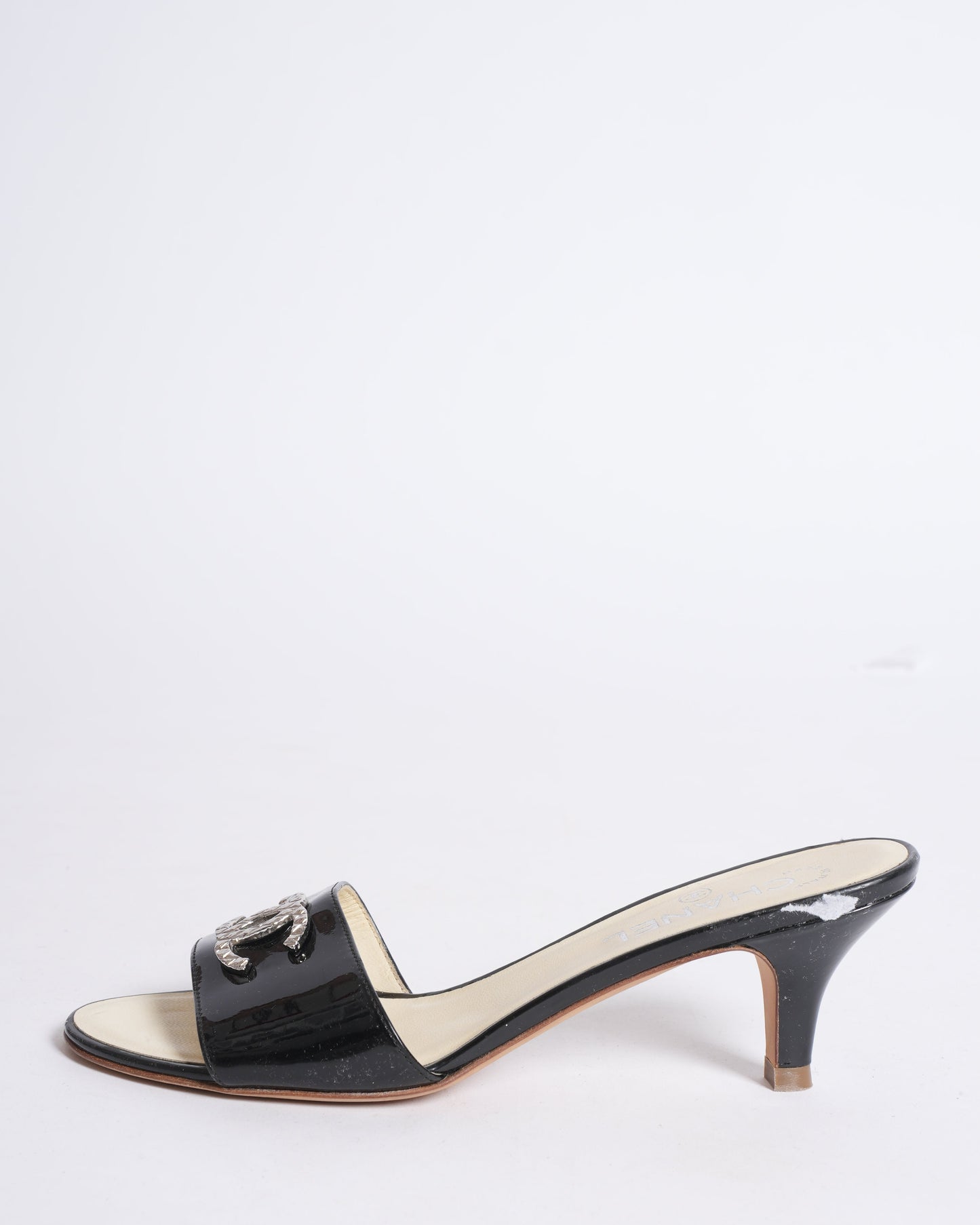 Chanel Black Leather Kitten Heels