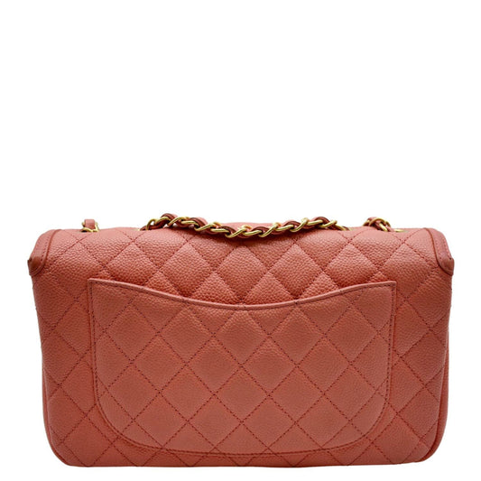 CHANEL CC Filigree Small Flap Caviar Leather Crossbody Bag Red