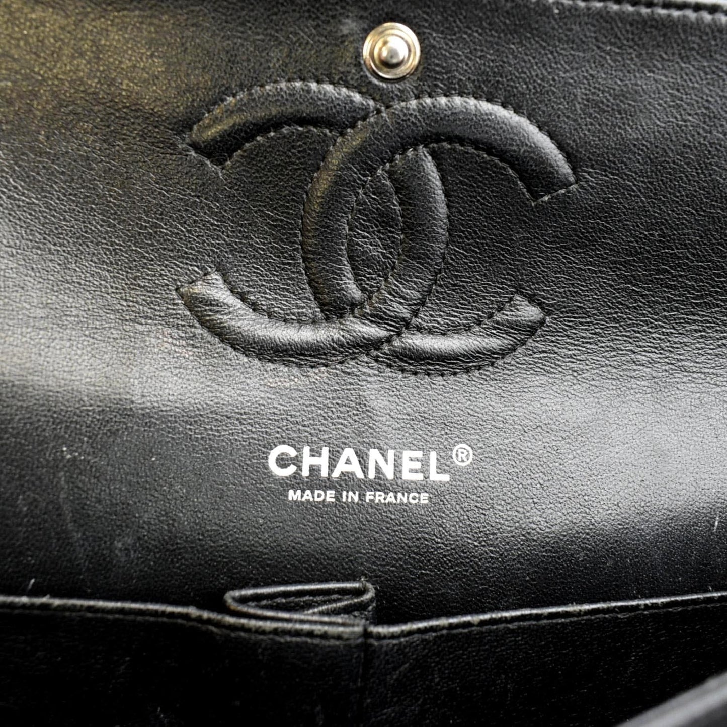 CHANEL Classic Medium Double Flap Patent Leather Shoulder Bag Black