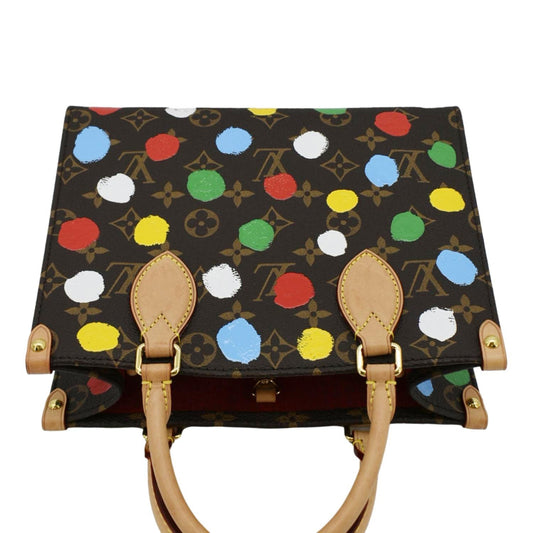 LOUIS VUITTON Onthego PM Yayoi Kusama Dots Monogram Canvas Shoulder Bag Multicolor