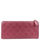 CHANEL CC Quilted Leather Zip Wallet Pink