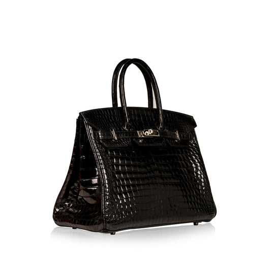 Birkin 35cm - Noir Crocodile Shiny Porosus