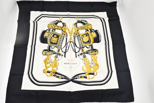 Hermes "Brides de Gala" Carre 90 in Black Silk