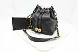 Chanel Drawstring Bucket Bag in Black Leather