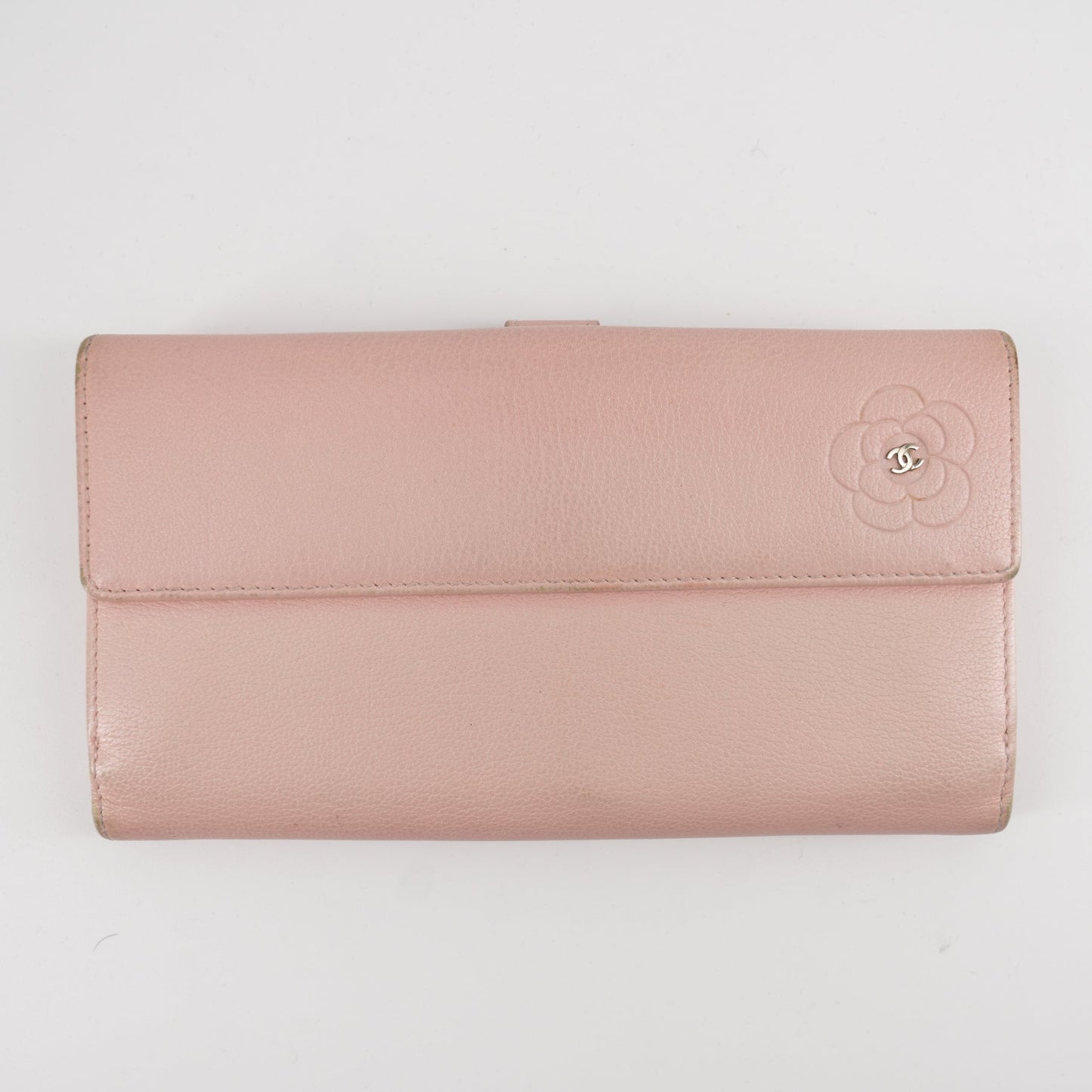 Chanel Butterfly Camellia Bifold Long Wallet Pink TWS