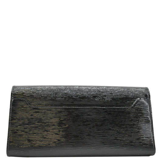 LOUIS VUITTON Sevigne Electric Patent Epi Leather Clutch Shoulder Bag Black