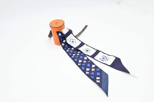 Hermes Twilly in Blue and White Silk
