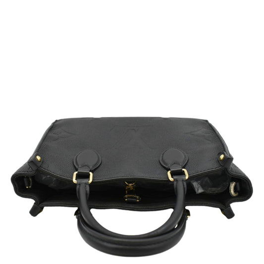 LOUIS VUITTON Onthego PM Monogram Empreinte Leather Tote Shoulder Bag Black