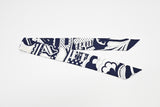 Hermes Twilly in White and Navy Blue Silk