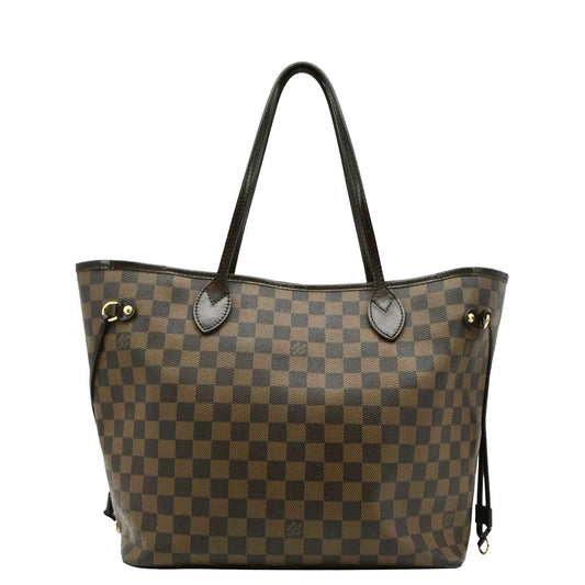 LOUIS VUITTON Neverfull MM Damier Ebene Shoulder Bag Brown