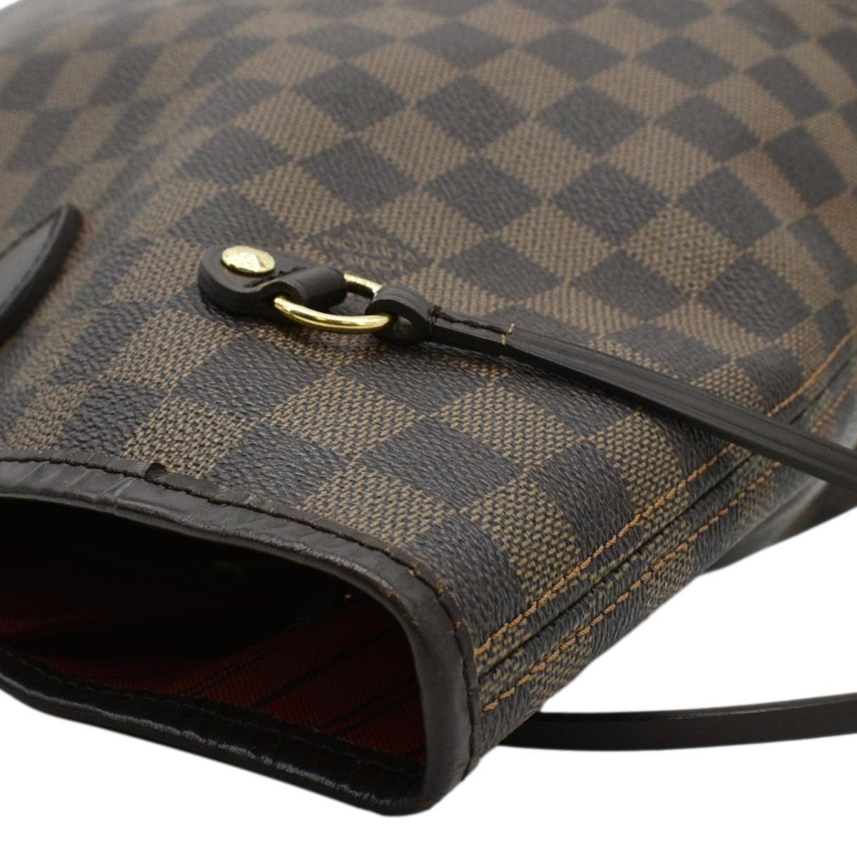 LOUIS VUITTON Neverfull MM Damier Ebene Shoulder Bag Brown