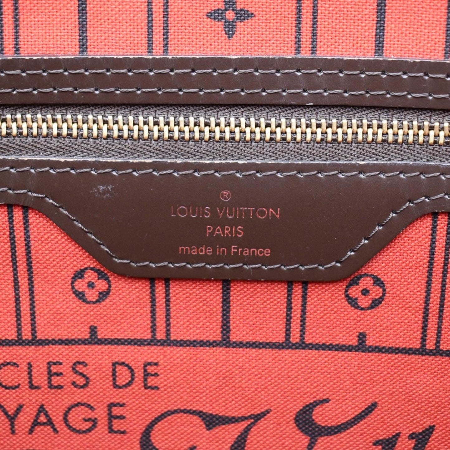 LOUIS VUITTON Neverfull MM Damier Ebene Shoulder Bag Brown