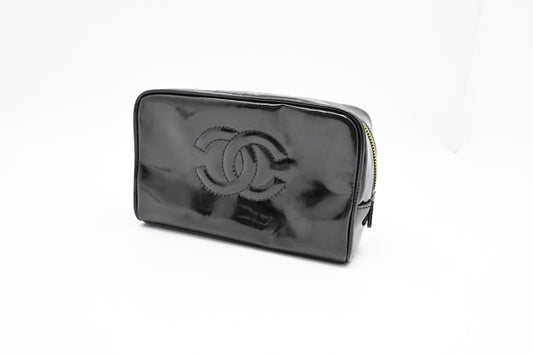 Chanel Cosmetics Pouch in Black Patent Leather