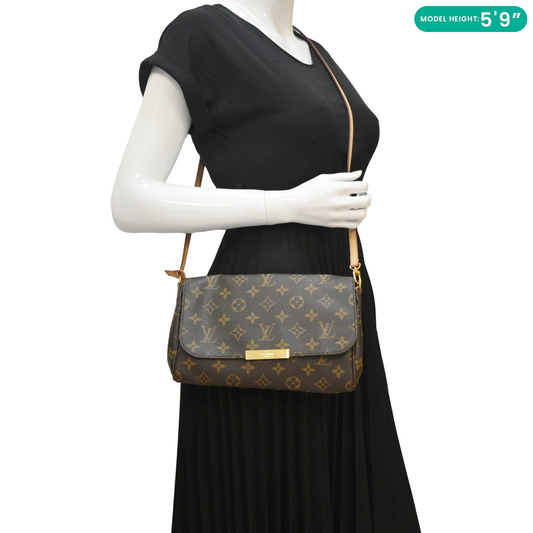 LOUIS VUITTON Favorite MM Monogram Canvas Shoulder Bag Brown