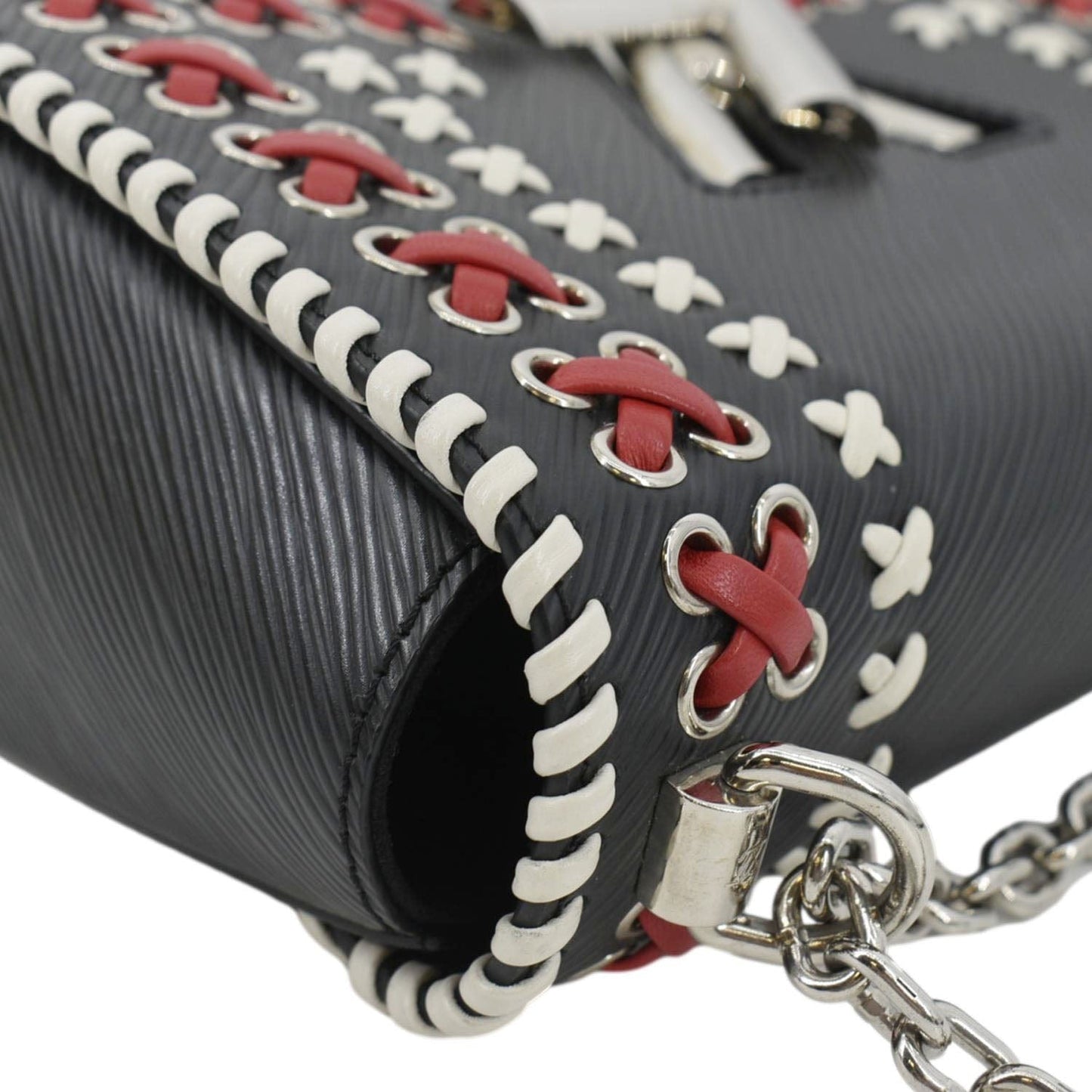 LOUIS VUITTON Twist Whipstitch MM Epi Leather Shoulder Bag Black