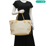 LOUIS VUITTON Neverfull MM Damier Azur Shoulder Bag White