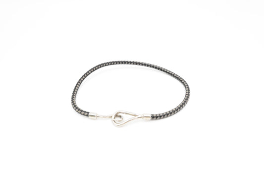 Hermes Jumbo Bracelet in Black and Grey Leather