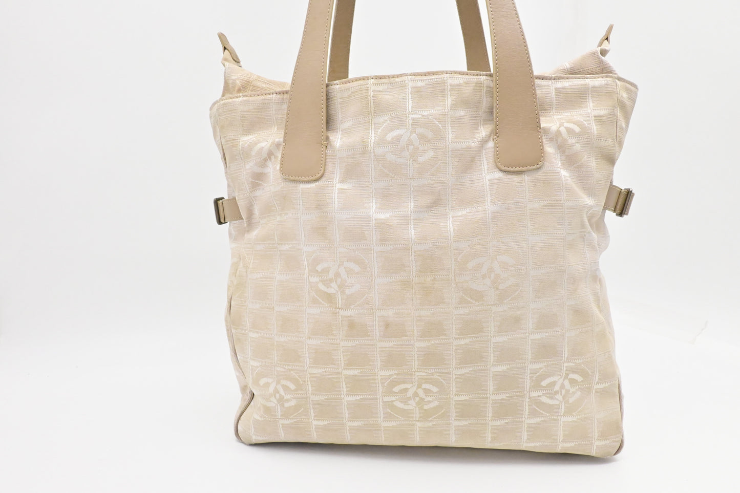 Chanel New Travel Line Zip Tote in Beige Canvas