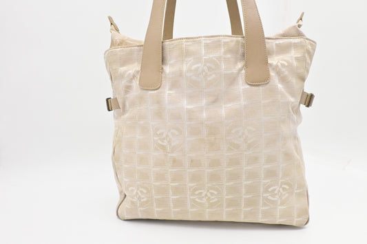 Chanel New Travel Line Zip Tote in Beige Canvas