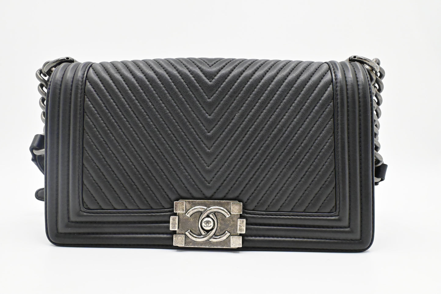 Chanel Old Medium Boy in Black Leather