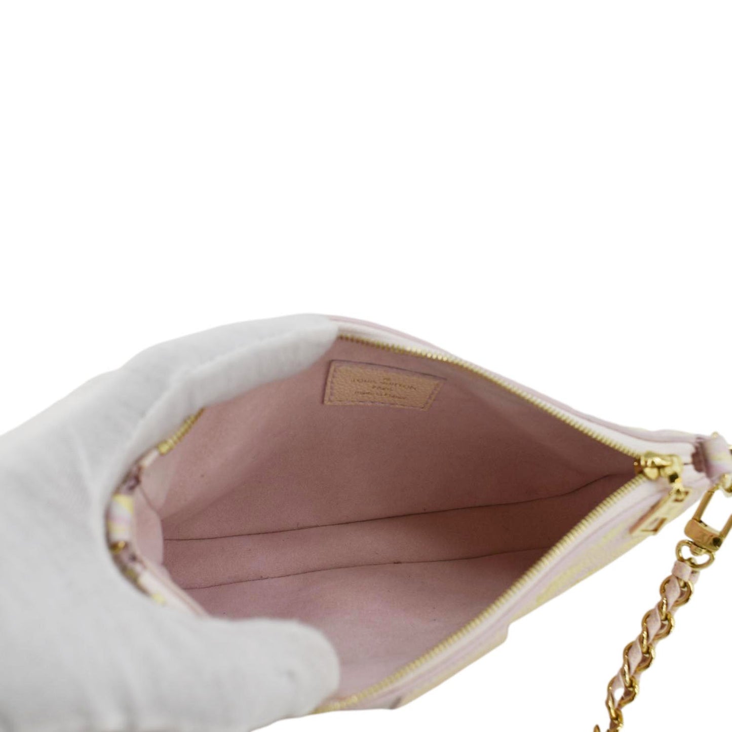 LOUIS VUITTON Pochette Summer Stardust Monogram Empreinte Leather Shoulder Bag Pink